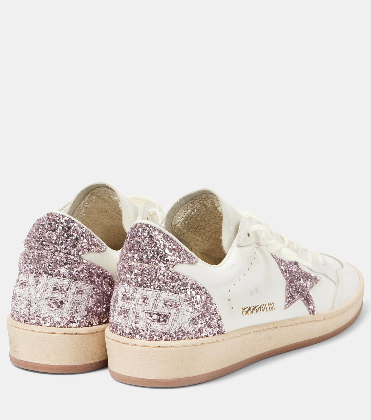 スニーカー Golden  Ball-Star' White Leather Sneakers With Glitter Ball Star glitter leather sneakers in white - Golden Goose