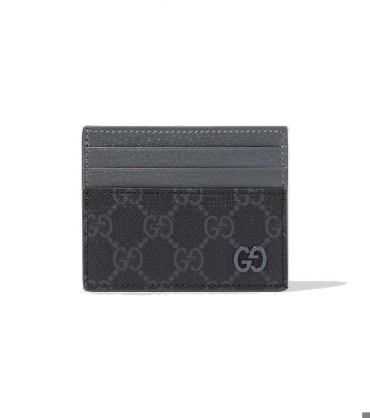Photo: Gucci Leather-trimmed GG canvas card holder