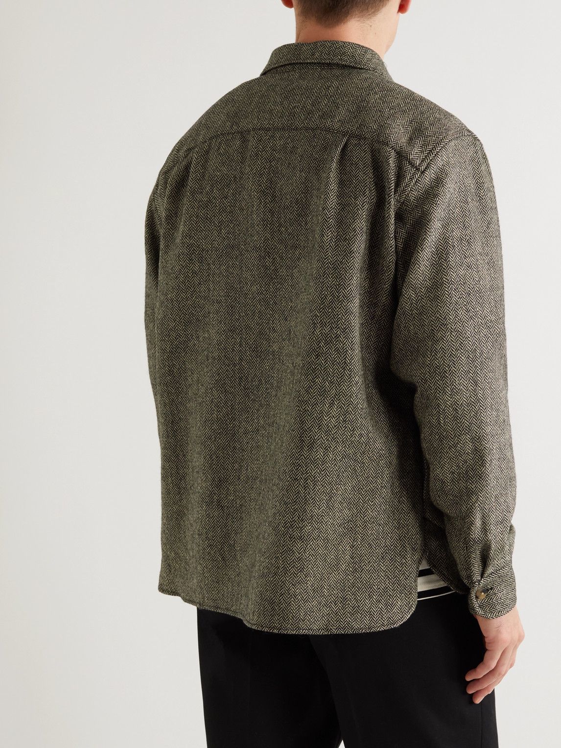 De Bonne Facture - Herringbone Wool Overshirt - Gray De Bonne Facture