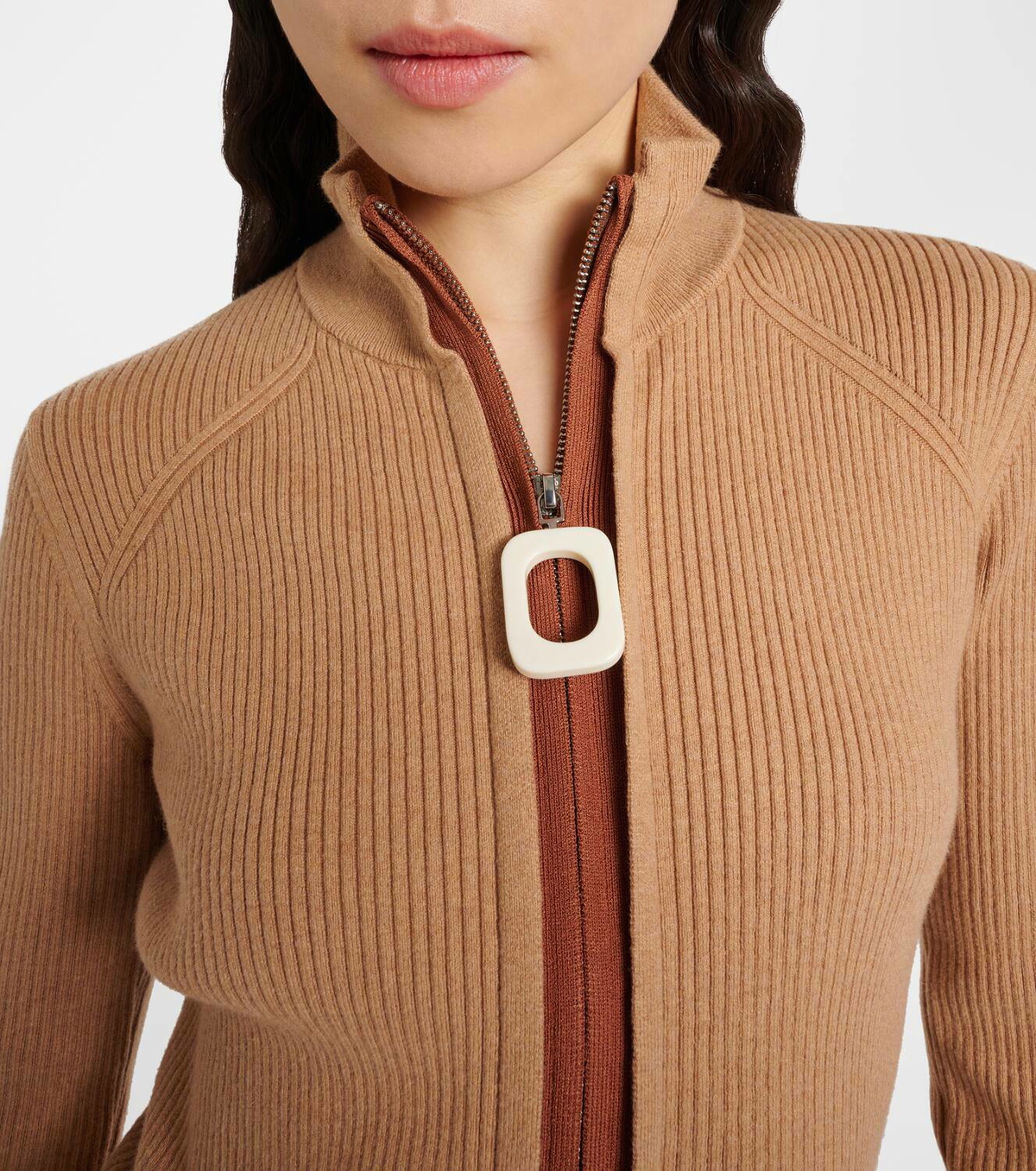 JW Anderson Ribbed-knit zip-up cotton cardigan JW Anderson