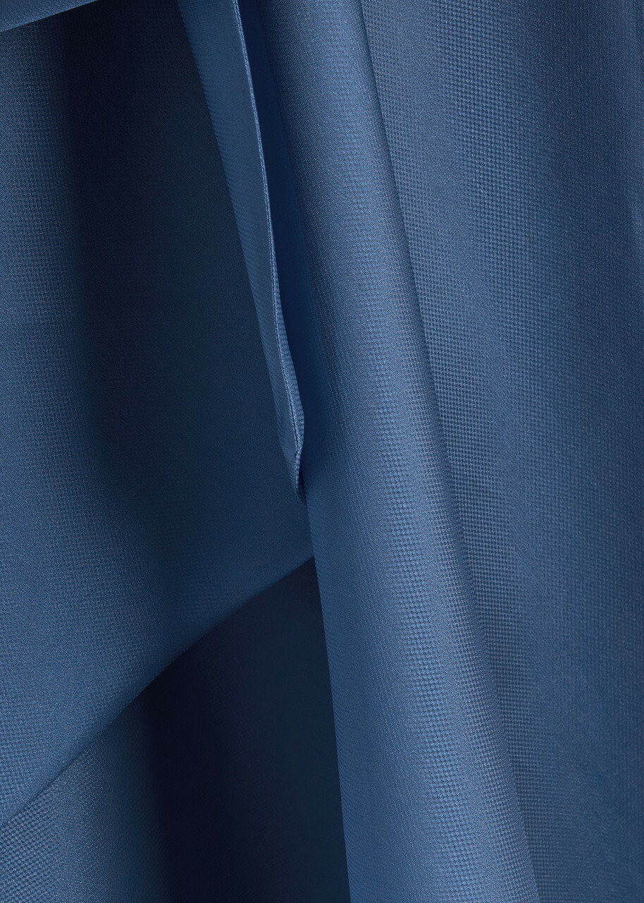 Talbot Runhof Draped Velvet and Organza Gown Navy