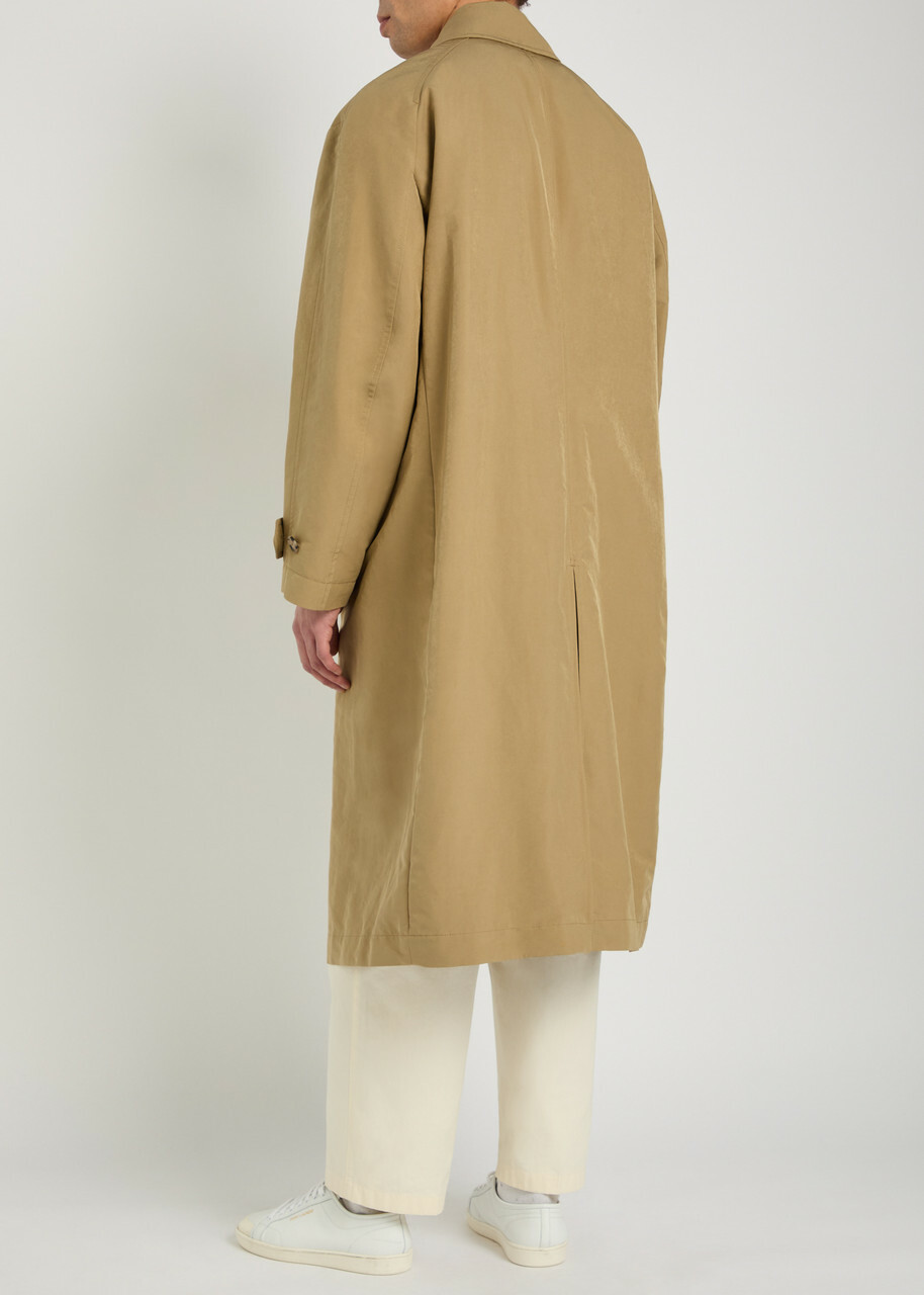 Boss Single-breasted Woven Trench Coat Khaki