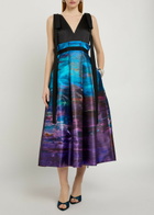 Roksanda Runa Printed Satin Midi Dress Black