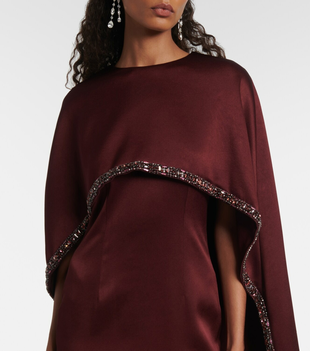 Roland Mouret Embellished caped satin crêpe midi dress