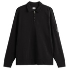 C.P. Company Men's Malfile Fleece Quarter Zip Collared Sweatshirt in Black