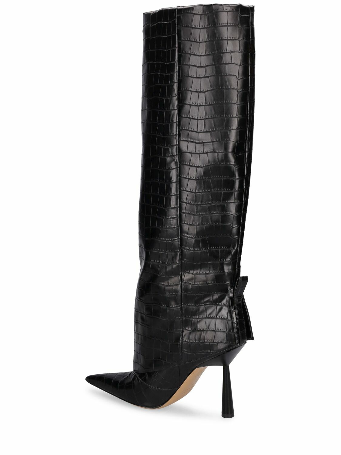 GIA BORGHINI 100mm Rosie 31 Croc Embossed Tall Boots