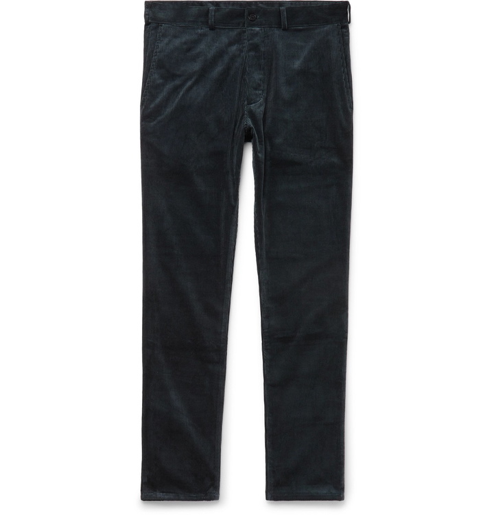 Photo: Maison Kitsuné - Slim-Fit Cotton-Corduroy Trousers - Blue