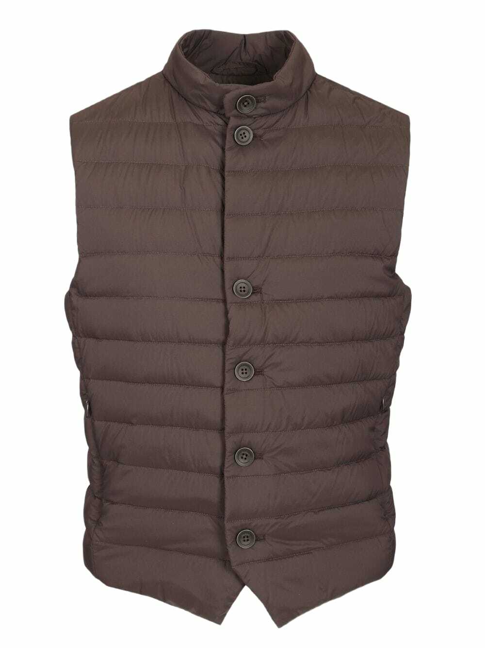 【HERNO】Sleeveless Down Jacket In Dove Gray Polyester HERNO sleeveless down jacket in dove gray polyester with