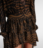 Blumarine Asymmetric ruffled printed miniskirt