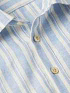 Kiton - Miami Striped Half-Placket Linen-Blend Shirt - Blue