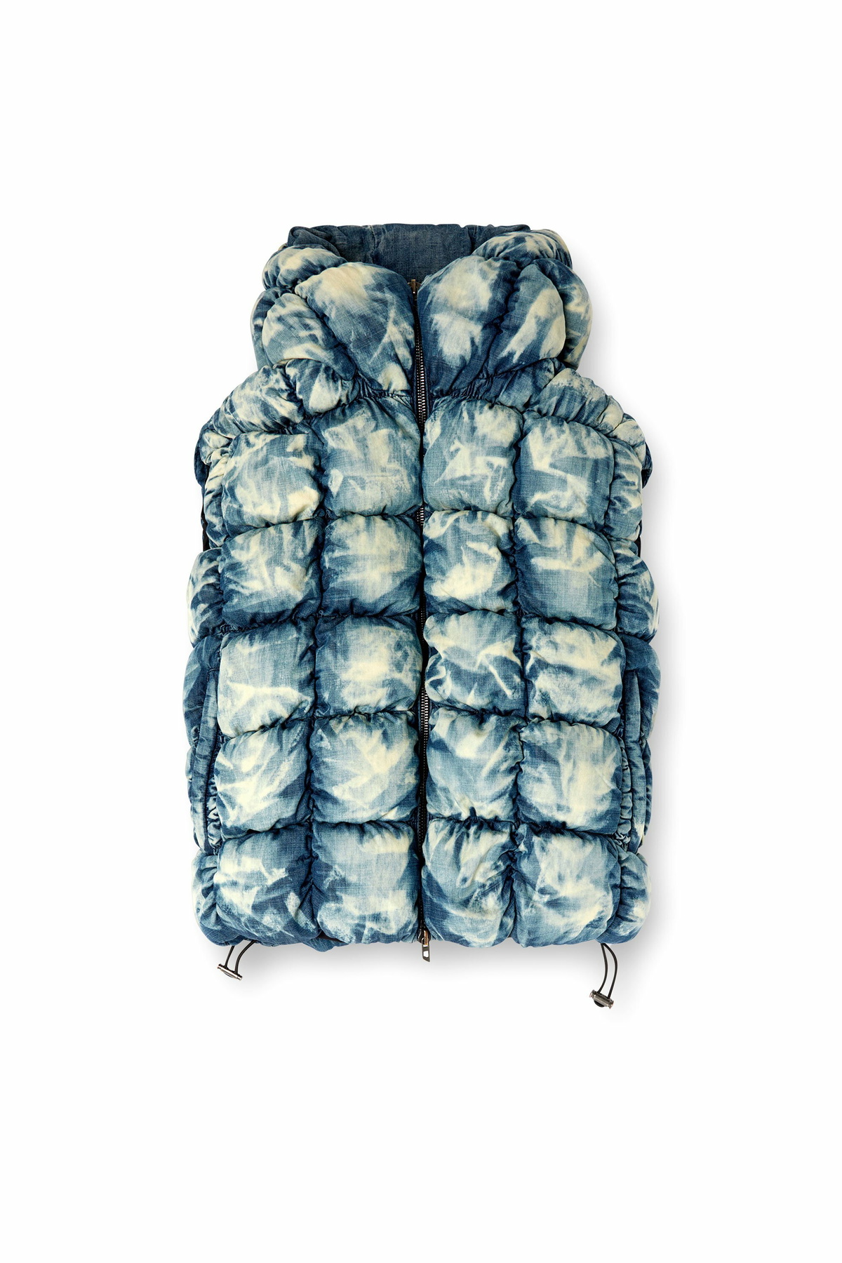 Diesel Tie-dyed denim puffer vest - Winter Jackets - Unisex - Blue