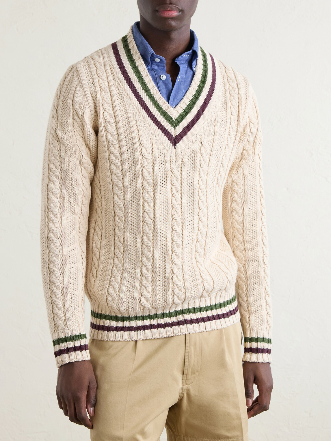 Drake's - Cricket Knitted Cotton and Cashmere-Blend Sweater - Neutrals