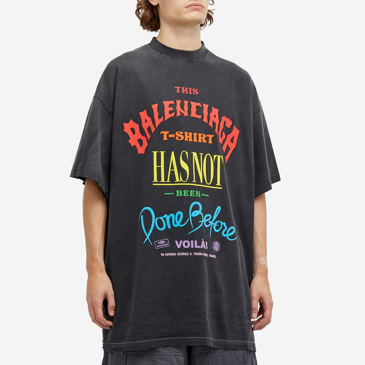 Balenciaga Men's Flame Short Sleeve T Shirt in Washed Out