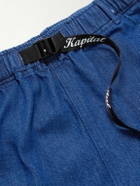 KAPITAL - Easy Wide-Leg Belted Denim Shorts - Blue