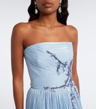 Costarellos Lenina Lurex® georgette bustier gown