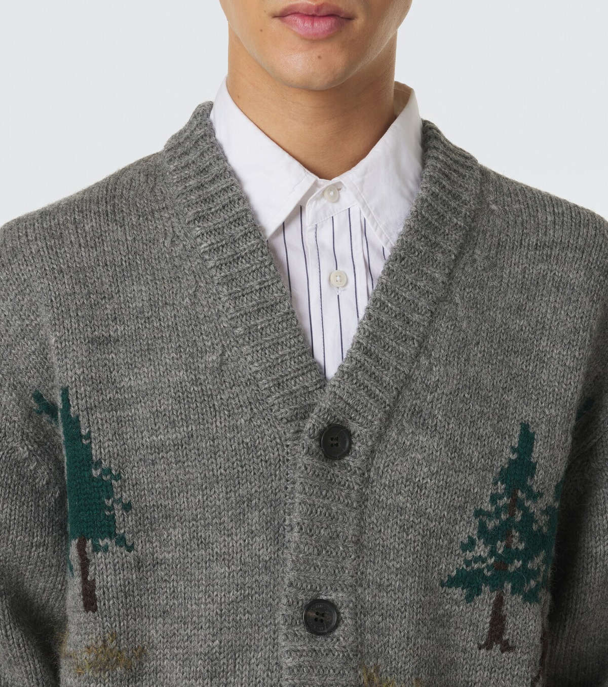 Junya Watanabe Intarsia wool and mohair-blend cardigan