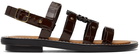 Loewe Brown Croc Anagram Sandals
