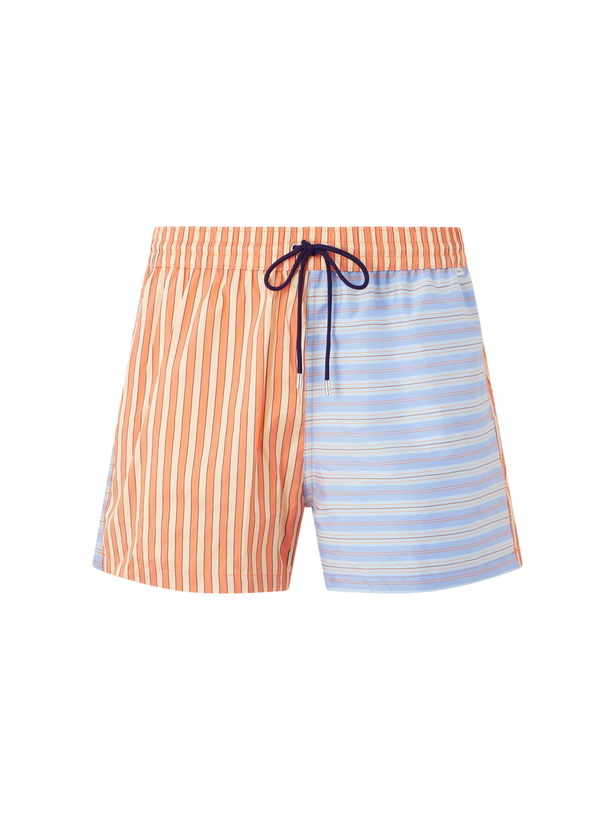 Photo: Paul Smith - Dual-tone Straight-Leg Striped Swim Shorts - Orange