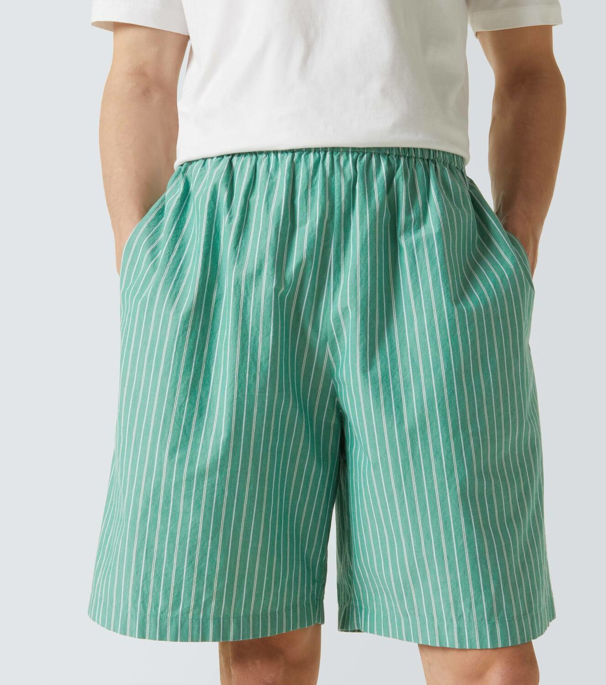 The Row Zindel striped cotton shorts