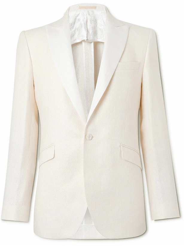 Photo: Favourbrook - Randwick Slim-Fit Herringbone Linen and Silk-Blend Tuxedo Jacket - Neutrals