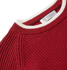 Brunello Cucinelli - Striped Ribbed Cotton Sweater - Red