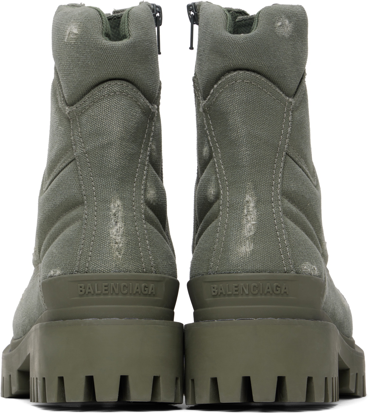 Balenciaga Khaki Combat Strike Boots Balenciaga