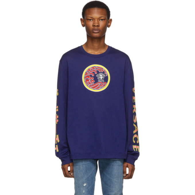 Photo: Versace Blue Japanese Surf Long Sleeve T-Shirt