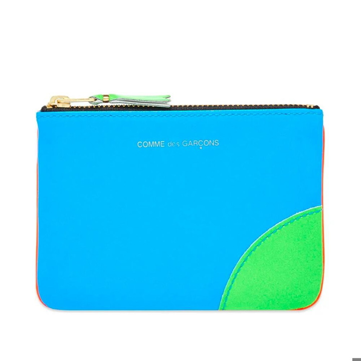 Photo: Comme des Garçons CDG Wallet SA8100SF Super Fluro Leather Wallet in Blue/Orange