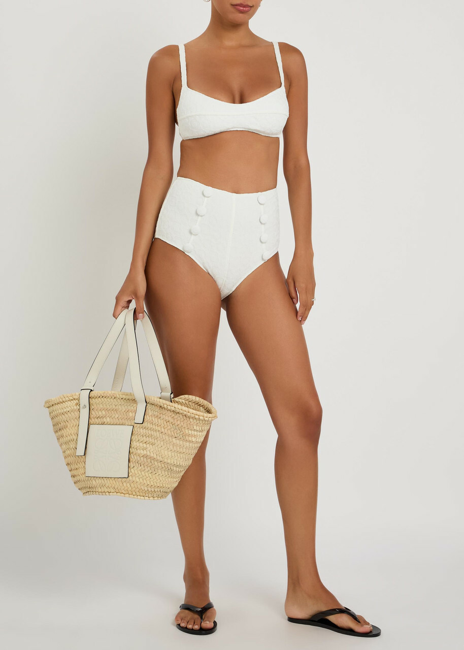 Lisa Marie Fernandez Floral-jacquard Textured Bikini White