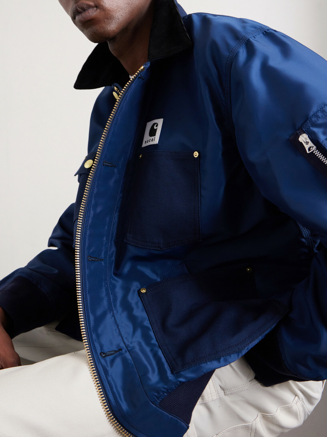 Sacai - Carhart WIP Padded Shell and Cotton-Twill Bomber Jacket - Blue