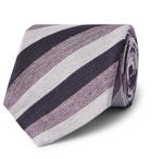 Ermenegildo Zegna - 8.5cm Striped Linen and Silk-Blend Tie - Purple