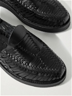 Yuketen - Alejandro Woven Leather Huarache Sandals - Black