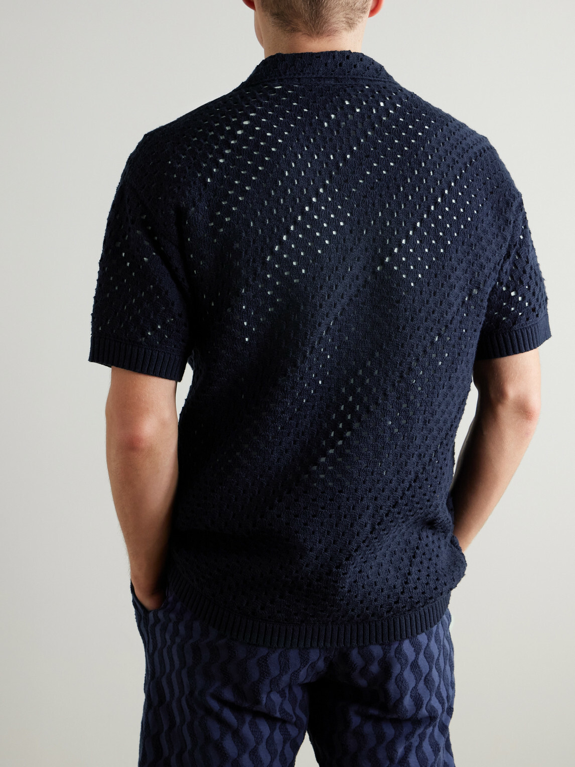 Frescobol Carioca - Pinto Crocheted Cotton Shirt - Blue