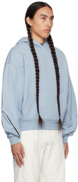 Mugler Blue Cropped Hoodie