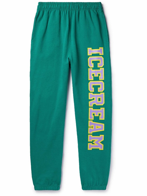 Photo: ICECREAM - Tapered Logo-Print Cotton-Jersey Sweatpants - Green