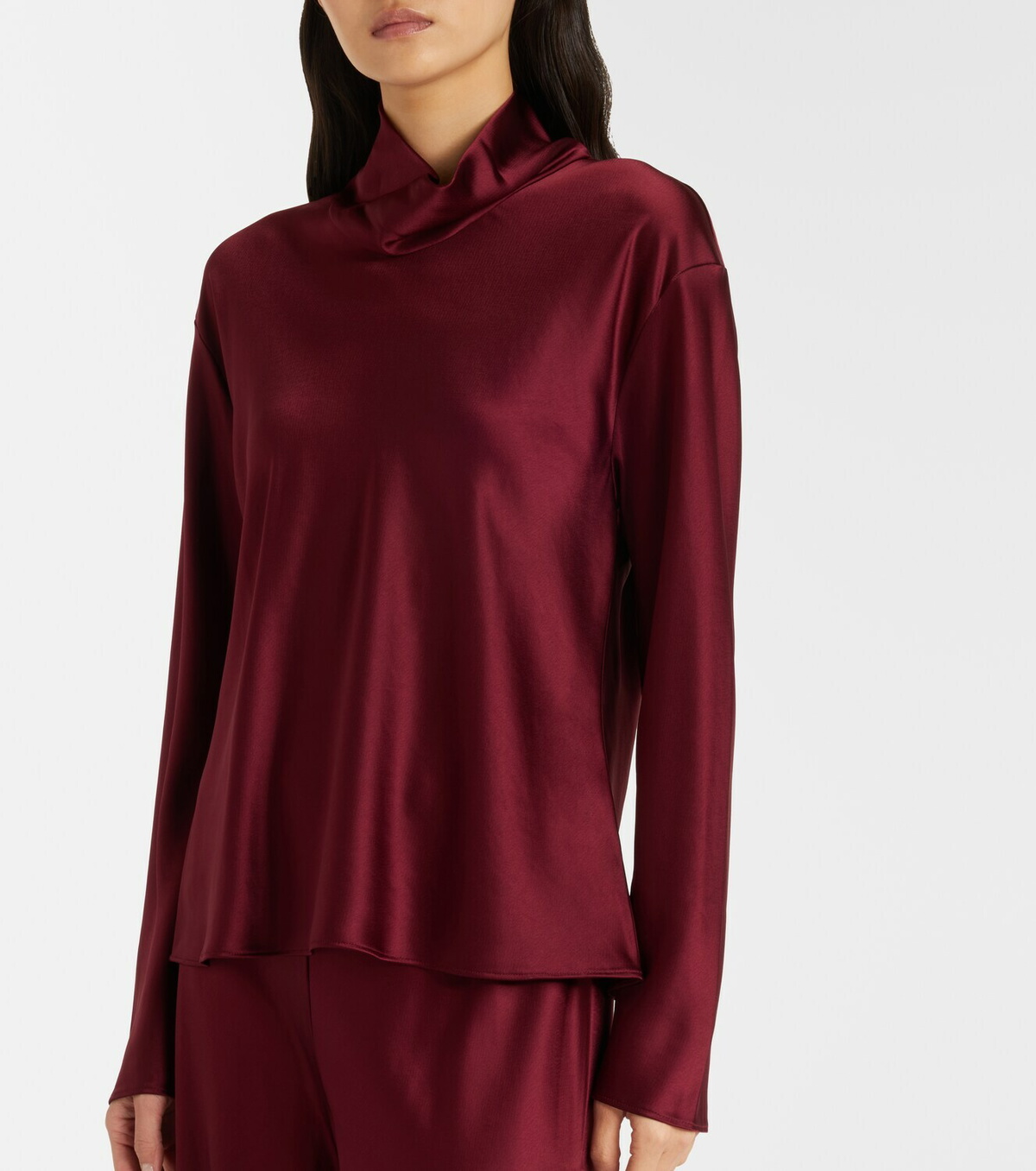 Leset Barb satin turtleneck top