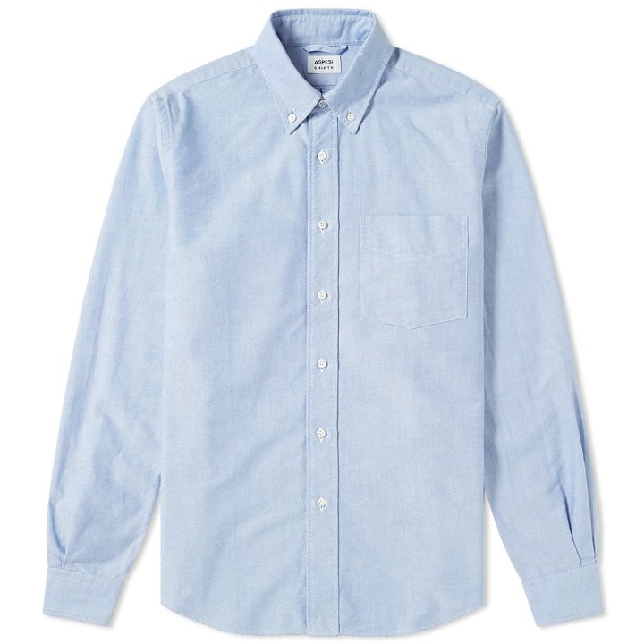 Photo: Aspesi Button Down Oxford Shirt Blue