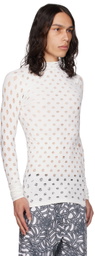 Maisie Wilen White Perforated Turtleneck