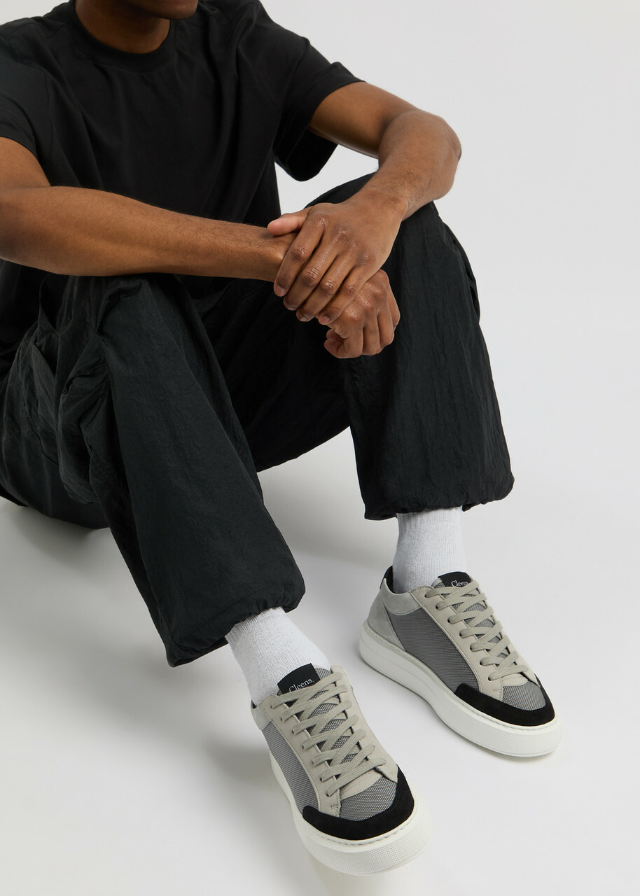 Cleens Luxor Panelled Canvas Sneakers Grey
