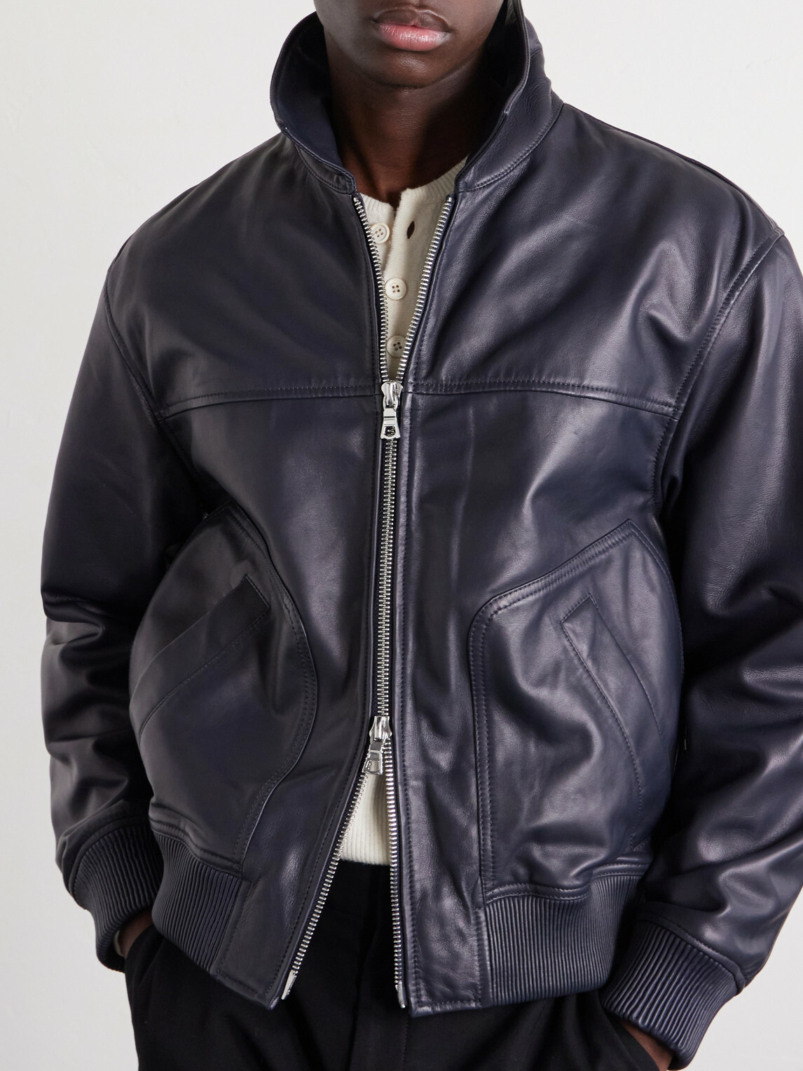 Officine Générale - Cassio Leather Jacket - Blue