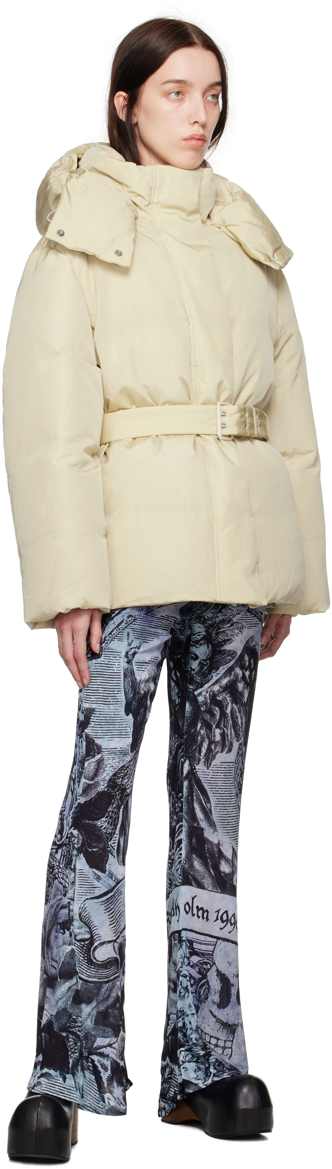 Acne Studios Off-White Belted Down Jacket