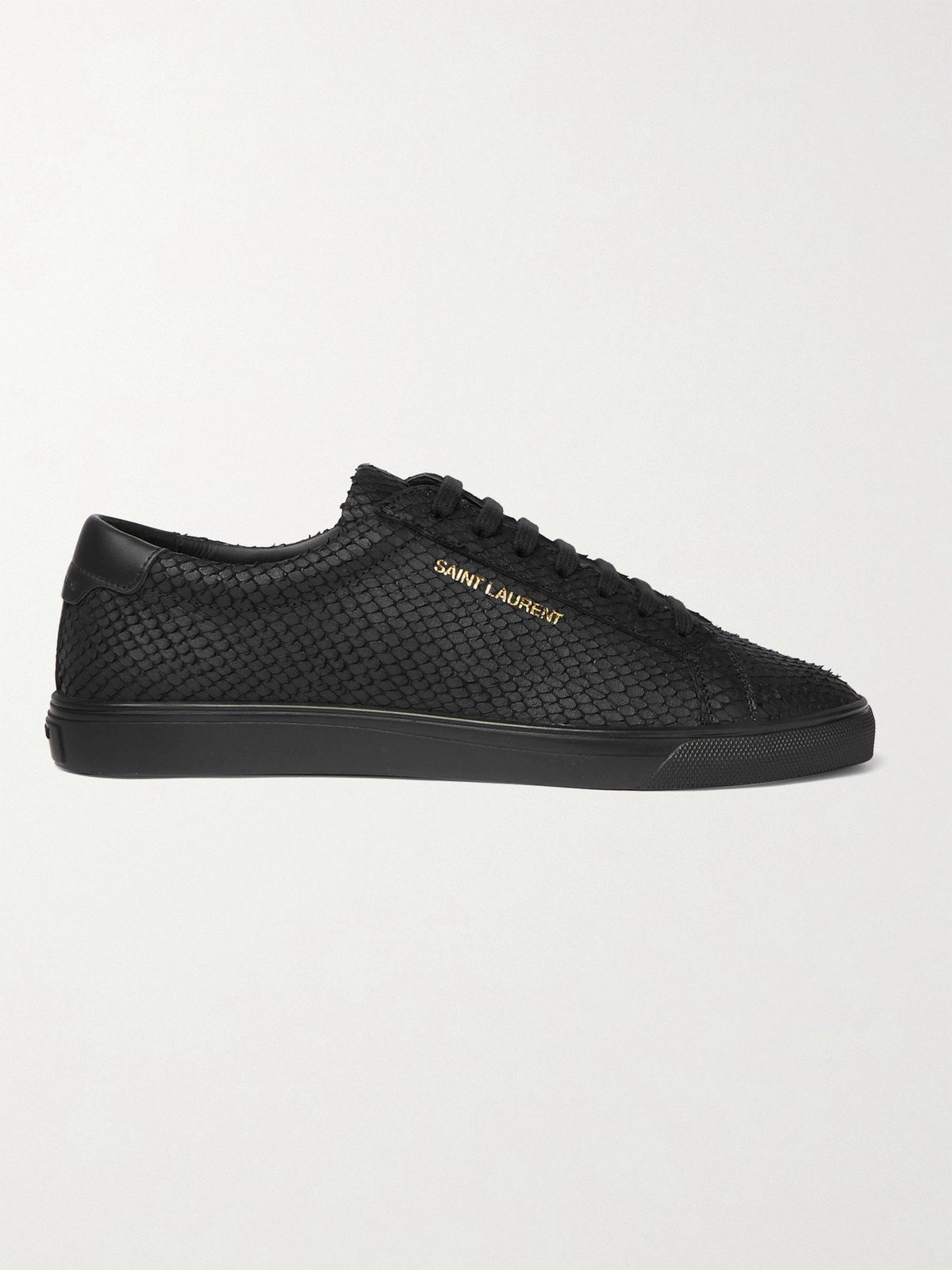 SAINT LAURENT - Andy Snake-Effect Leather Sneakers - Black Saint