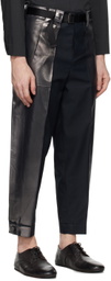 132 5. ISSEY MIYAKE Black Tucked Foil Trousers