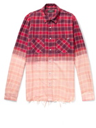 AMIRI - Distressed Dégradé Bleached Checked Cotton-Flannel Shirt - Red