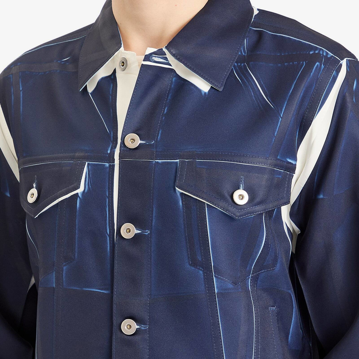 コムデギャルソンシャツのネイビー ジャケット Comme des Garçons SHIRT Men's Garment Printed Twill Trucker