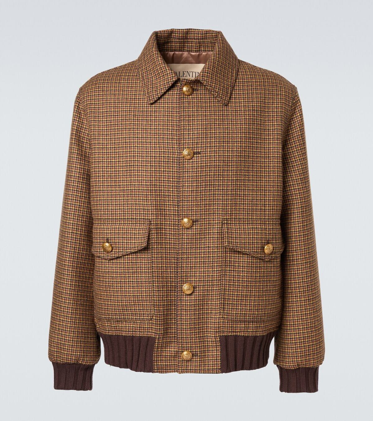 Valentino Houndstooth virgin wool bomber jacket
