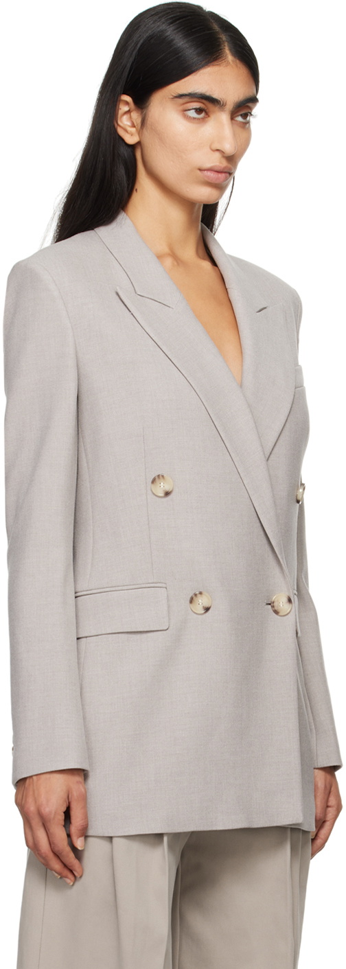 BOSS Gray Regular-Fit Double-Breasted Blazer