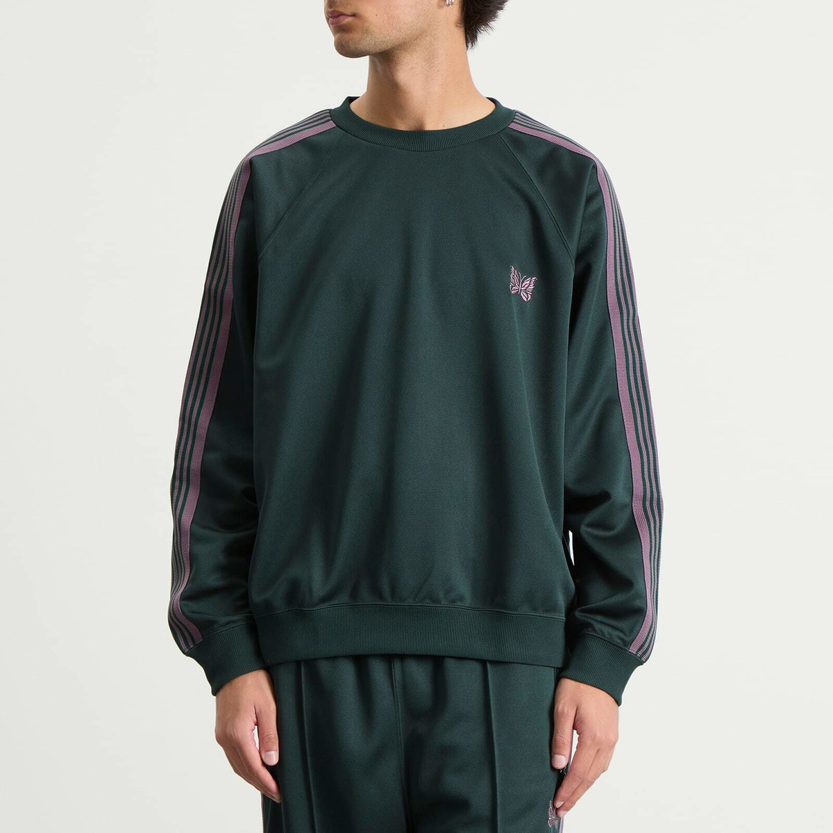Needles Men's Poly Smooth Crew Neck Sweatshirt in Green