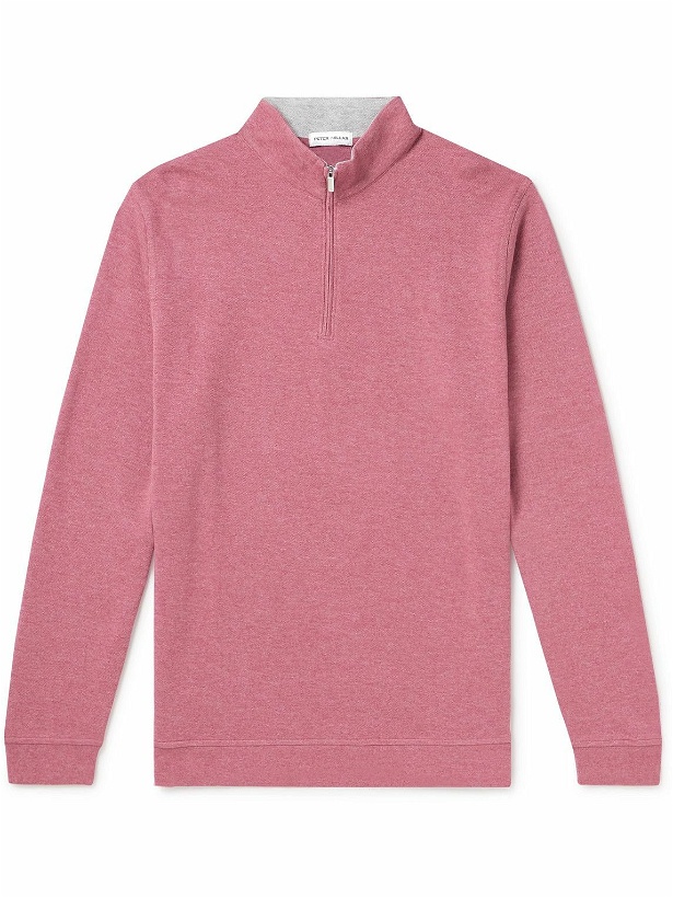 Photo: Peter Millar - Crown Cotton-Blend Piqué Half-Zip Sweatshirt - Red