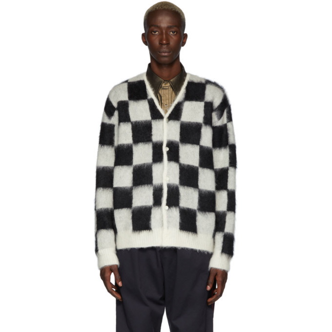 Photo: Needles Off-White and Black Mohair Checkered Cardigan
